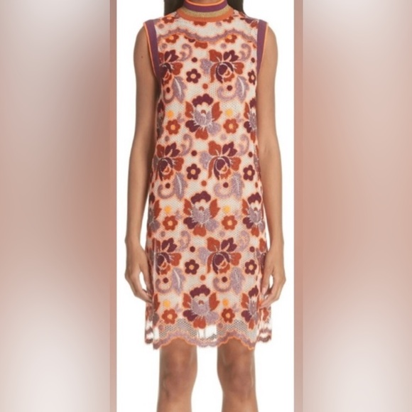 Burberry Edna Floral Crochet Sleeveless Mini Dress/Multicolor - Size 8 - Picture 4 of 15